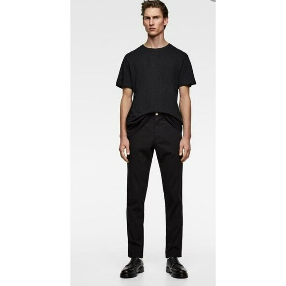NEW ZARA MAN BLACK CHINo trousers PANTS Trousers Size USA 36 #2069 445 - Picture 6 of 6